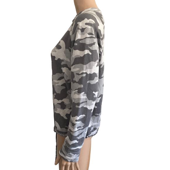 Gap Sweatshirt Womens Medium Camo Gray White Tie Front Pullover - Picture 5 of 10